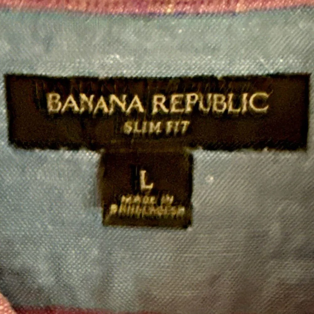 Banana Republic Slim Fit Linen Button Down Shirt Mens Size L Raspberry Coastal